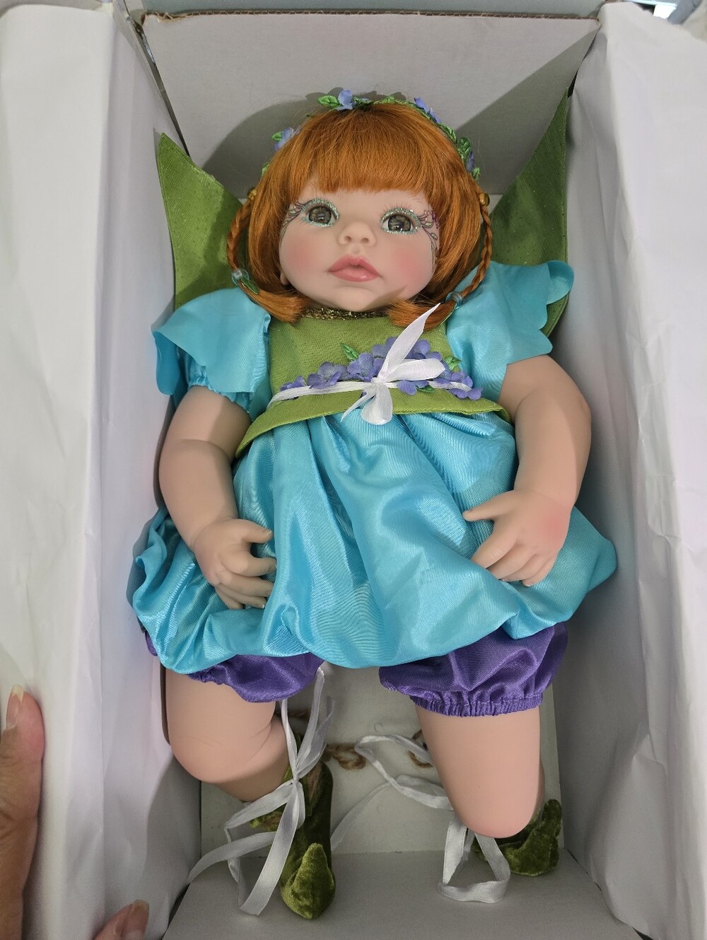 "Pixie Girl" Fairy Doll With Sparkle Wings On Blue Dress, By Paradise Gallaries - Picture 7 of 10